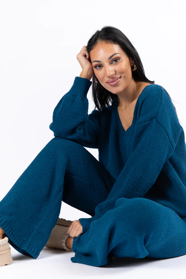 Cozy For Keeps Navy V-Neck Sweater FINAL SALE - Terpint
