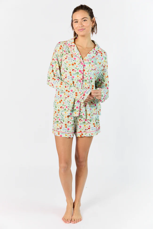 Good To Get Away Botanical Floral Pajama Shorts FINAL SALE - Terpint