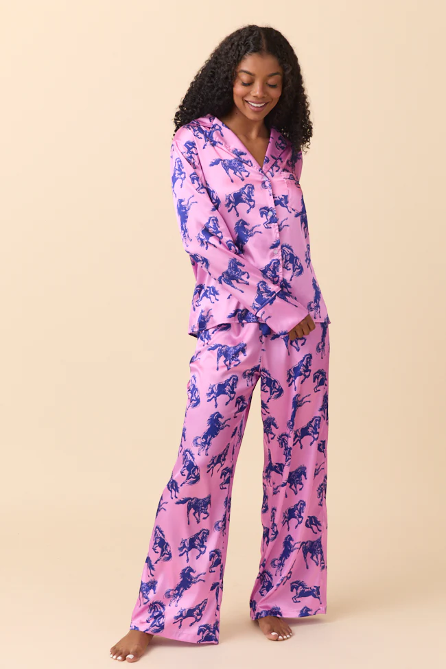 The Kylie Pink Wild Horses Pajama Set Just Classically Cassidy X Pink Lily - Terpint