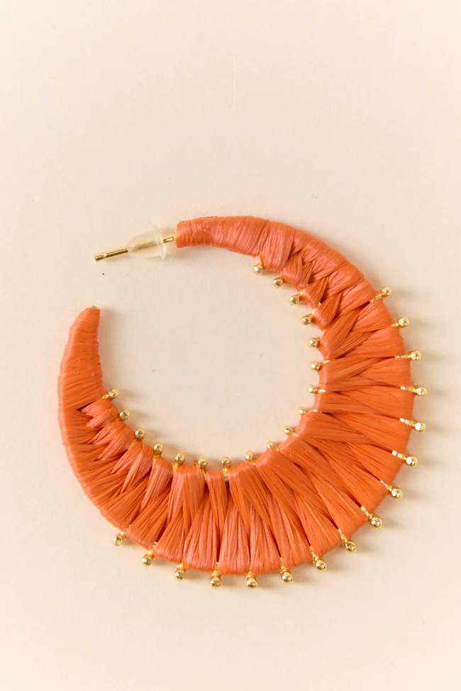Orange Raffia Wrapped Hoop Earrings FINAL SALE - Terpint