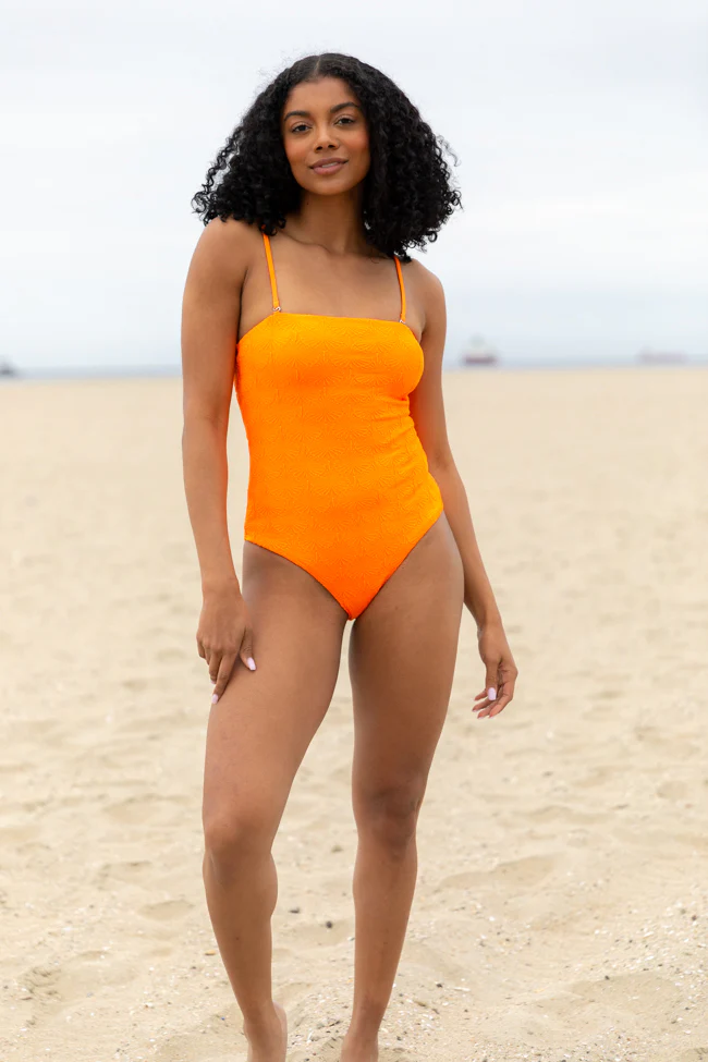 Coral Reef Orange Textured One Piece Swimsuit FINAL SALE - Terpint