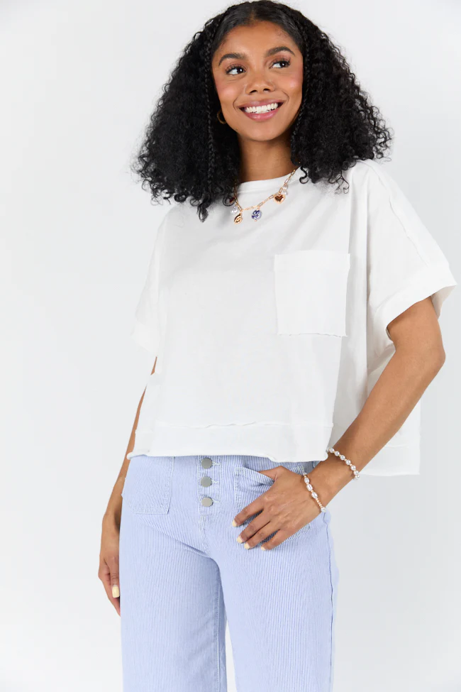 Walk Out White Oversized Washed Crop Knit Top FINAL SALE - Terpint