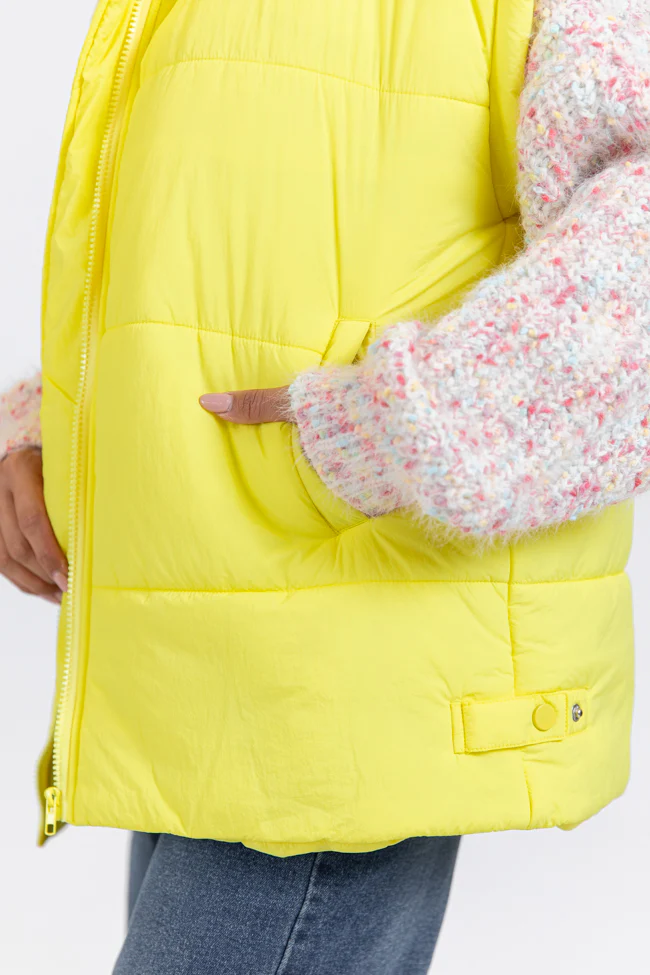 Going Upstate Yellow Oversized Puffer Vest FINAL SALE - Terpint