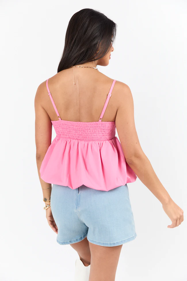 Pinky Promise Pink Bubble Hem Tank - Terpint