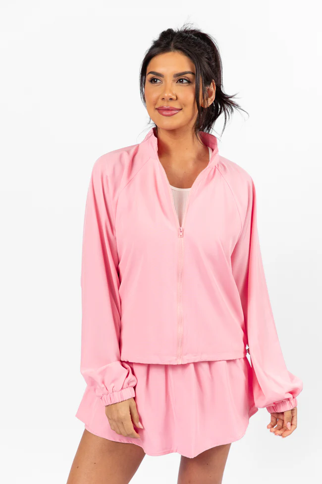 On The Daily Light Pink Full-Zip Windbreaker FINAL SALE - Terpint