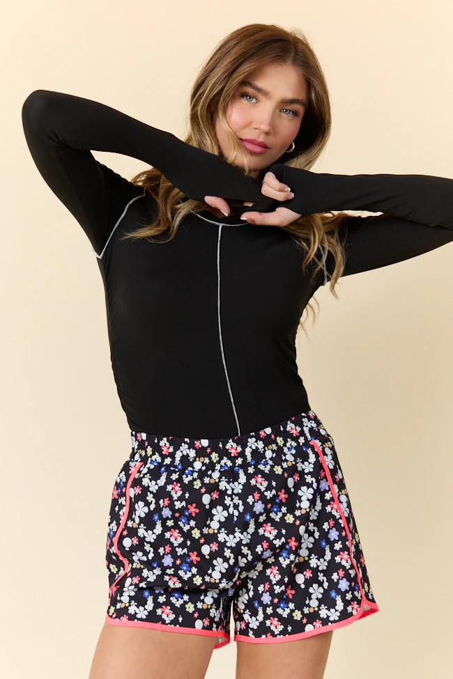 Over Under Black Ruched Seamline Active Long Sleeve Top FINAL SALE - Terpint