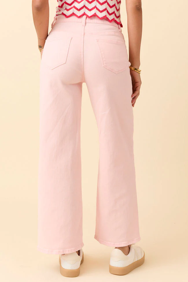 Sutton Pink Wide Leg Patch Pocket Jeans - Terpint