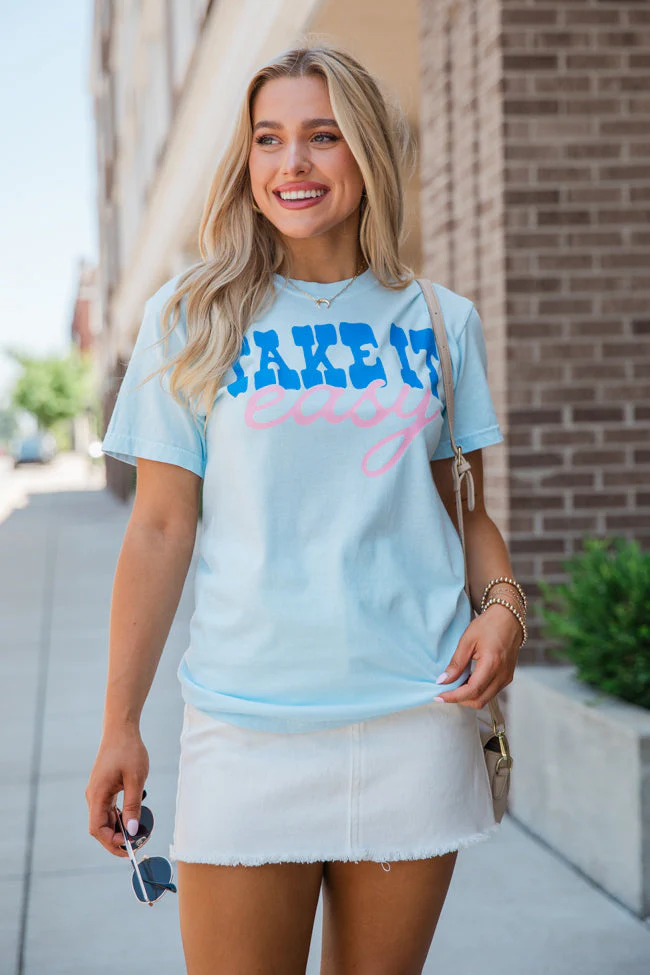 Take It Easy Light Blue Graphic Tee - Terpint