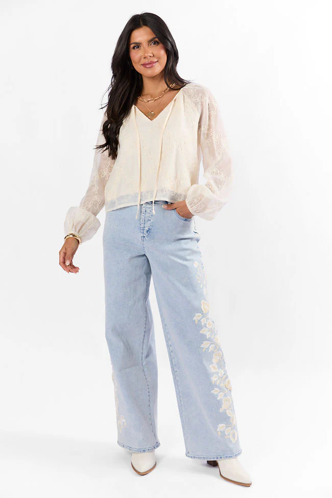 Face The Music Cream Embroidered Blouse FINAL SALE - Terpint