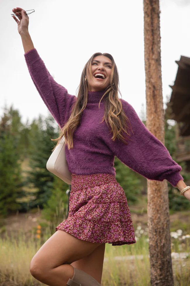 Beyond Me Plum Fuzzy Turtleneck Sweater FINAL SALE - Terpint