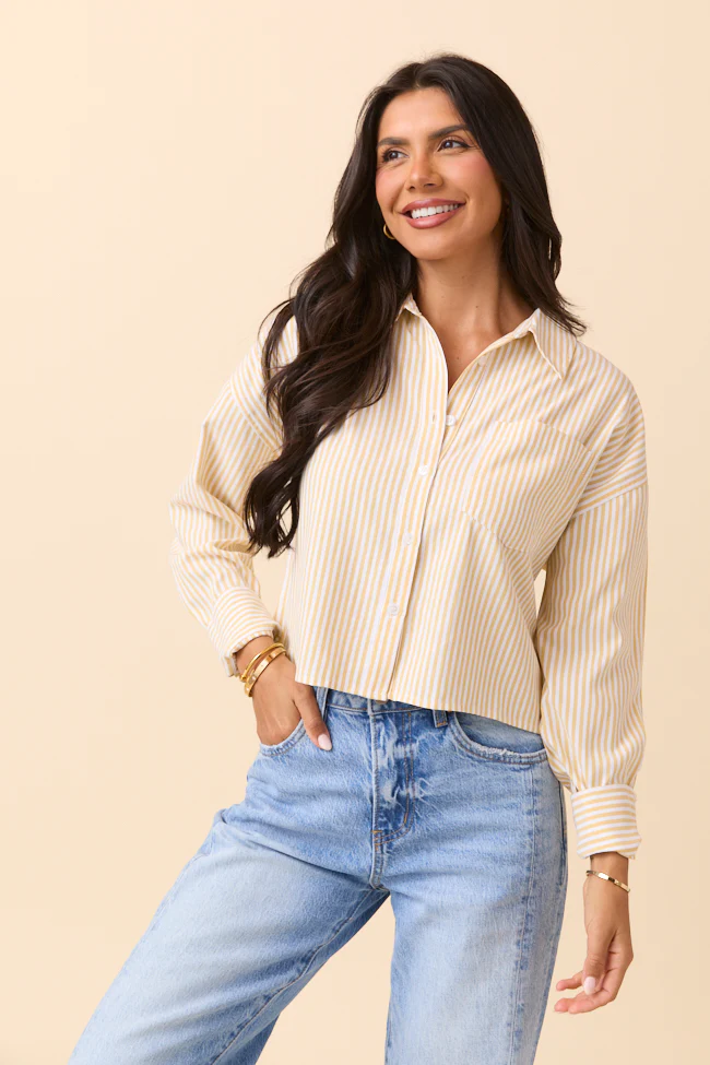 Juliana Cropped Yellow Striped Shirt - Terpint