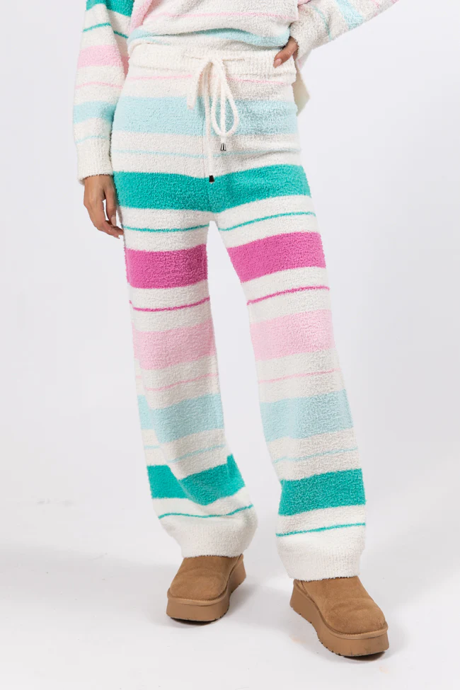 Heart On The Line Multi Striped Fuzzy Lounge Pants FINAL SALE - Terpint