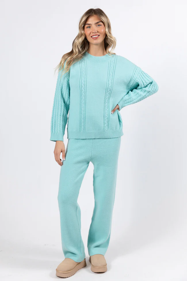 On My List Mint Sweater Lounge Pants FINAL SALE - Terpint
