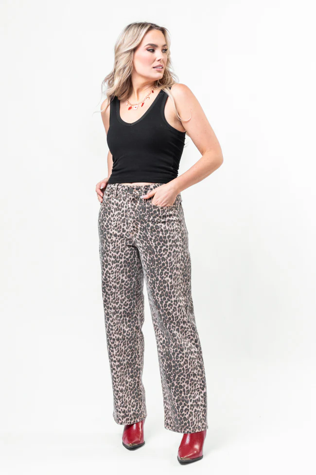 Primal Instincts Wide Leg Leopard Jeans - Terpint