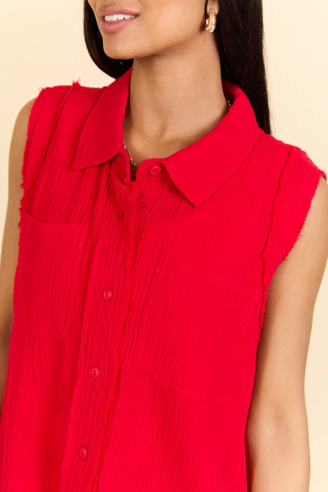 Every Moment Matters Red Gauze Tank FINAL SALE - Terpint