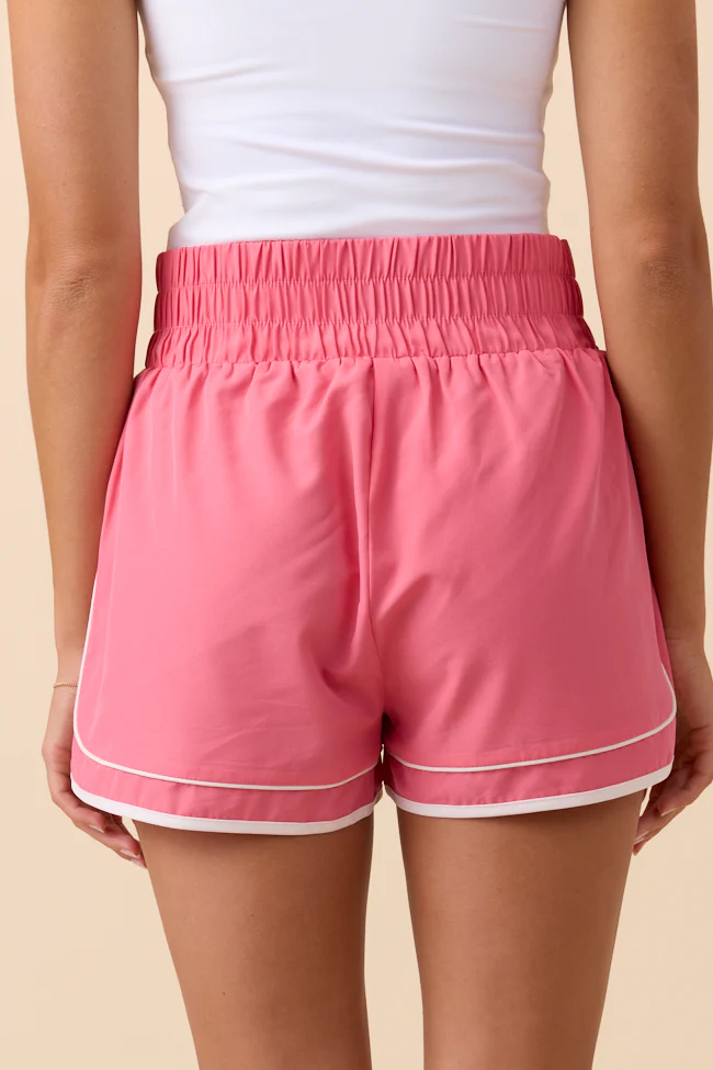 Kyra Pink Contrast Trim Shorts - Terpint