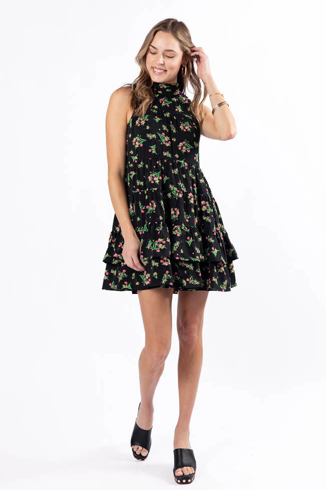 Called It Black Floral Print Mini Dress FINAL SALE - Terpint