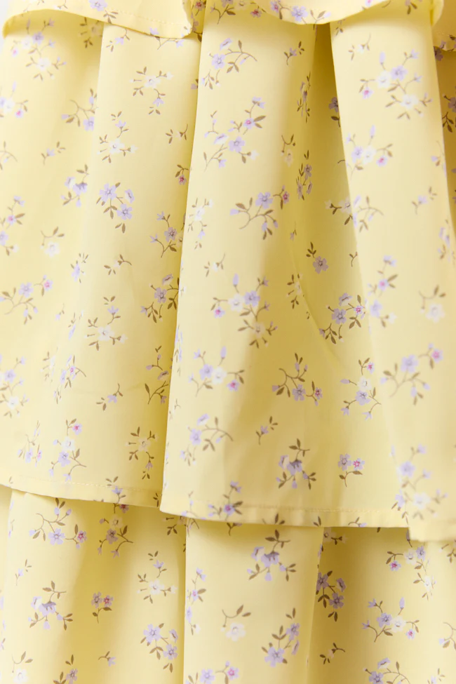 Meet Me Halfway Yellow Tiered Floral Maxi Skirt FINAL SALE - Terpint