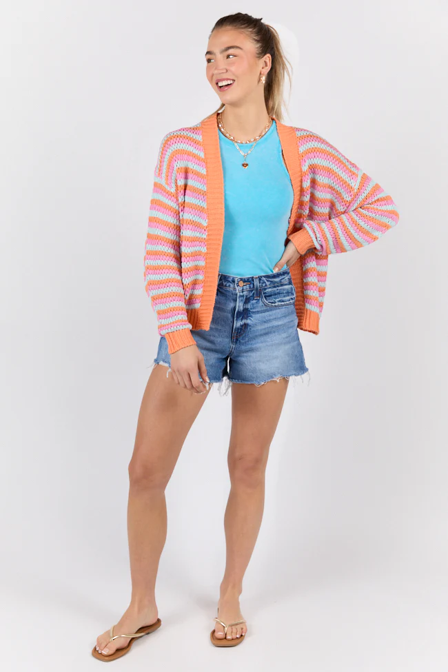 You're My Muse Pink, Orange, and Mint Multi Stripe Cardigan FINAL SALE - Terpint