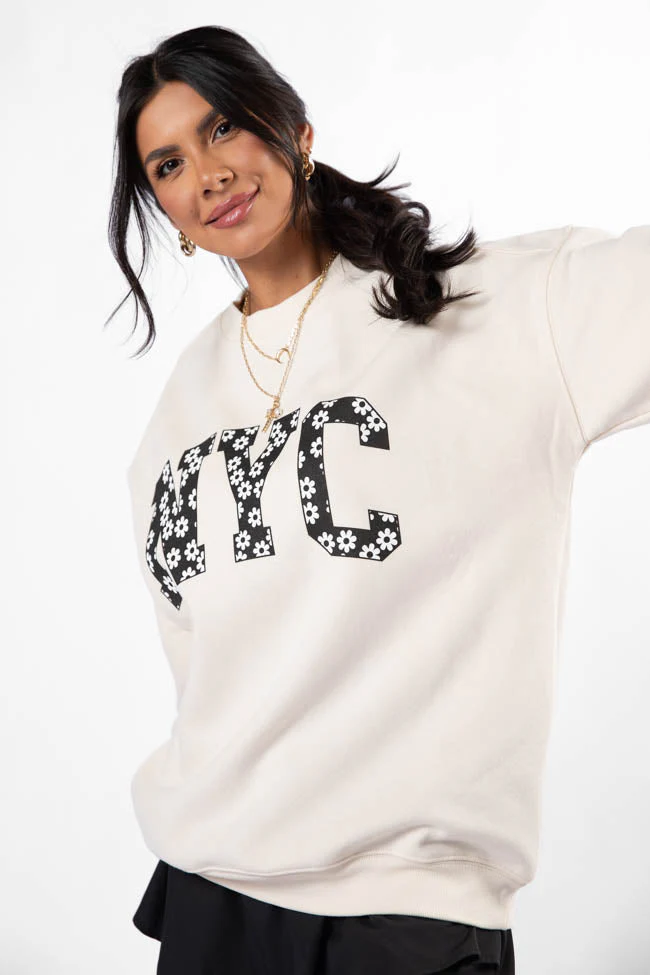 NYC Daisy Cream Graphic Sweatshirt - Terpint