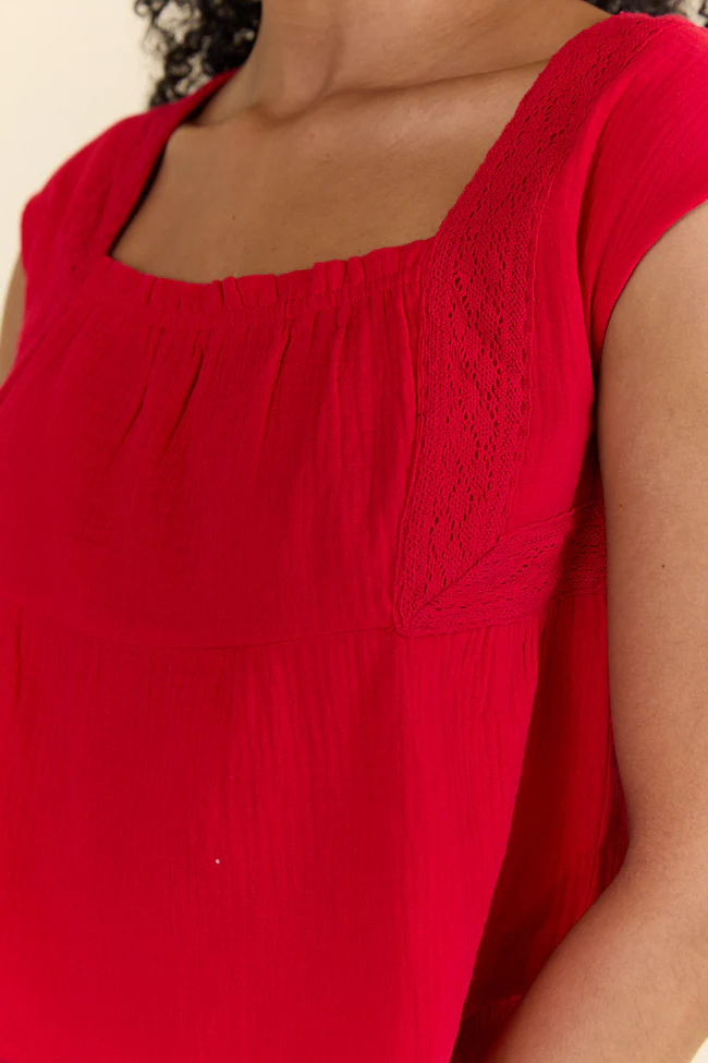 Choose Kindness Red Gauze Top and Shorts Set FINAL SALE - Terpint