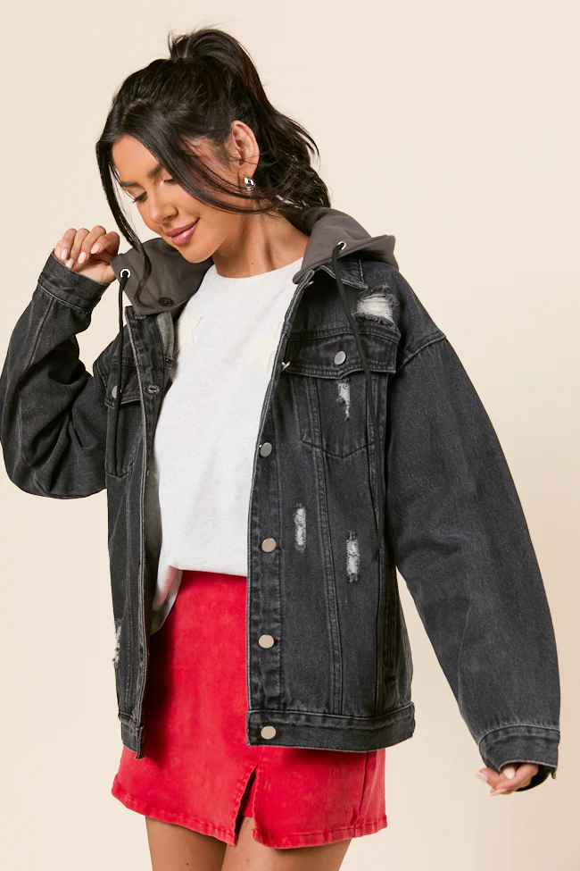 Parker Charcoal Hooded Denim Jacket - Terpint