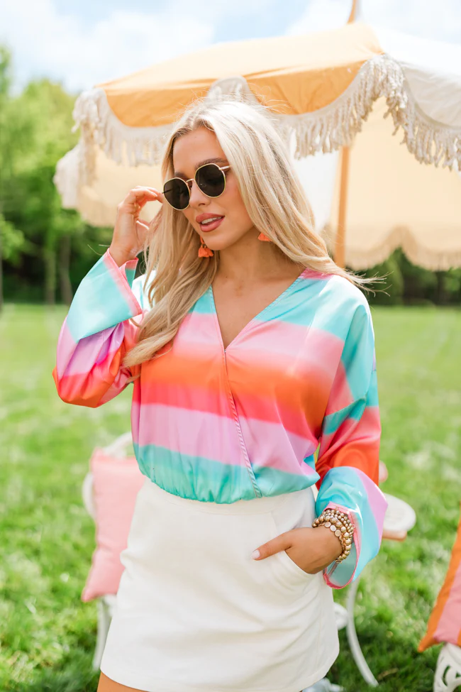Final Bow Sunset Multi Satin Wrap Top FINAL SALE - Terpint