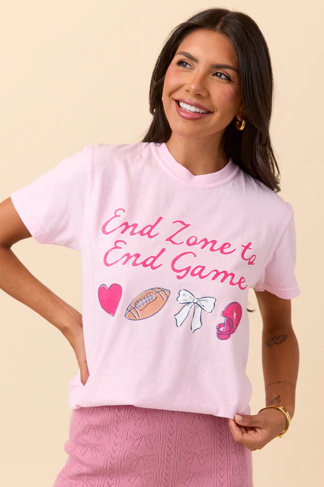 End Zone To End Game Light Pink Graphic Tee - Terpint
