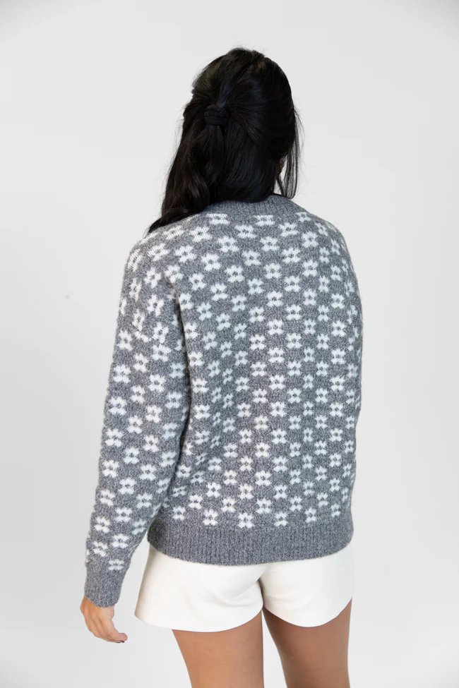 Gonna Go Far Grey Flower Print Sweater FINAL SALE - Terpint