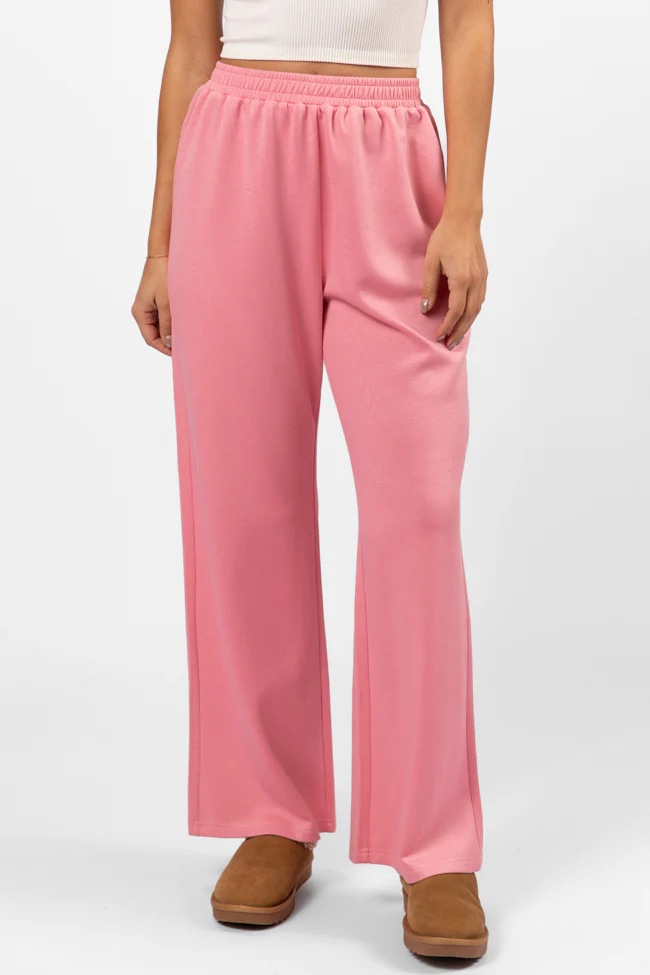 Let's Just Stay Pink Knit Wide Leg Pants FINAL SALE - Terpint