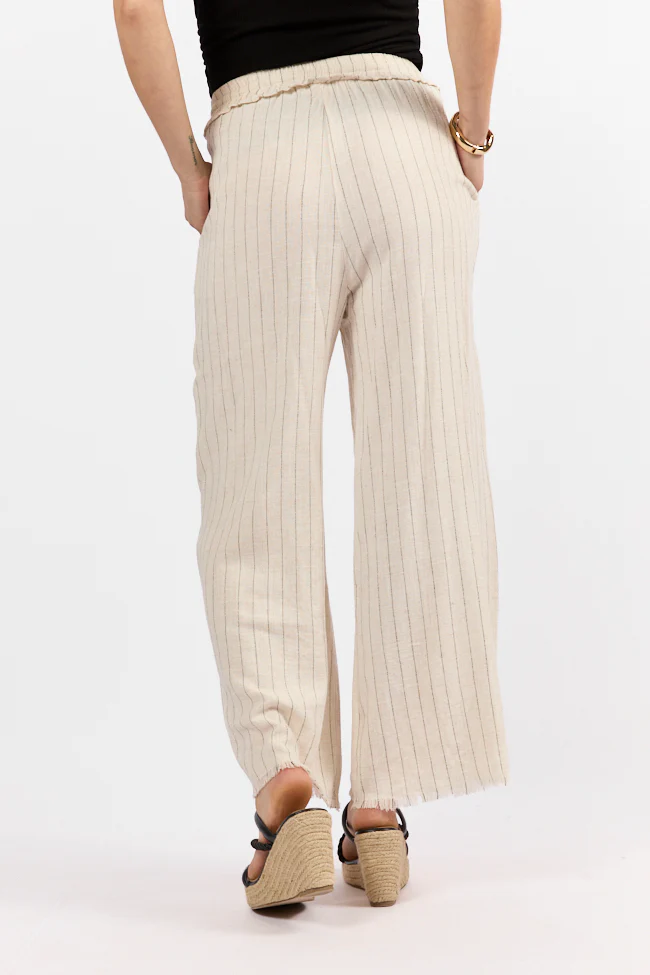 Full Sail Beige Linen Blend Striped Pants FINAL SALE - Terpint