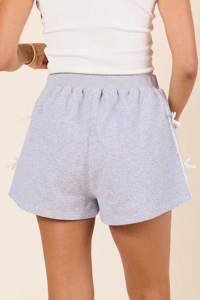 Kinley Heather Grey Side Bow Detail Shorts - Terpint