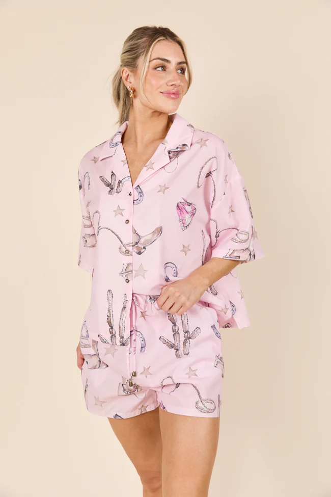 Skye Pink Western Print Pajama Shorts - Terpint