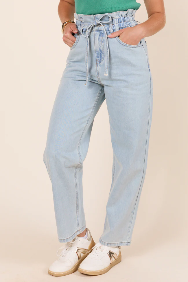 Gracie Light Wash Tie Waist Jeans - Terpint