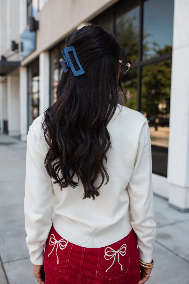 Let's Be Honest Ivory V-Neck Sweater FINAL SALE - Terpint
