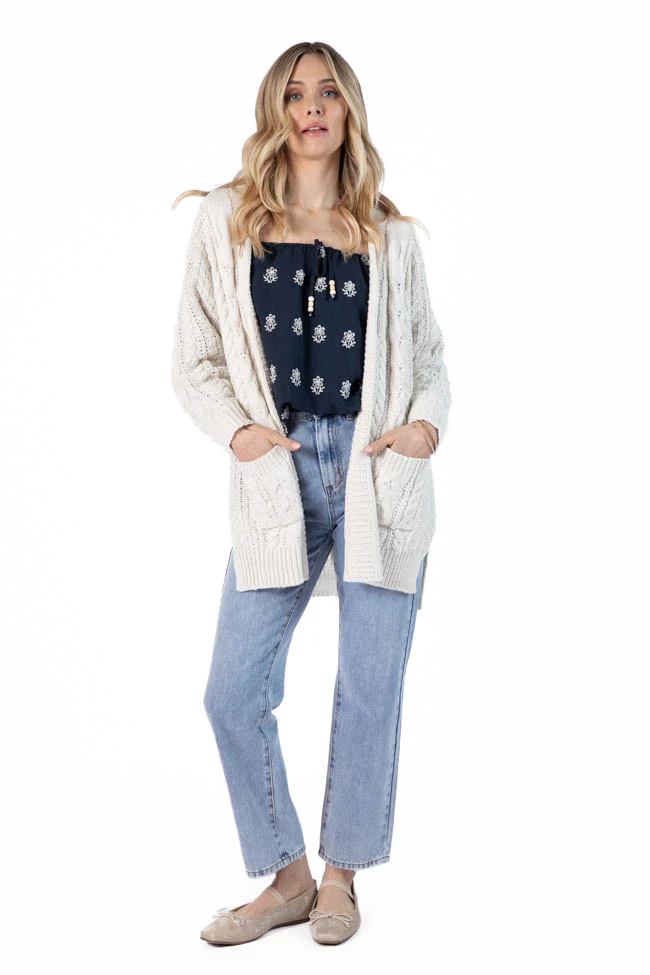Sweet Nothings Cream Chunky Cable Knit Cardigan FINAL SALE - Terpint