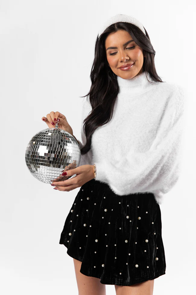 Beyond Me White Fuzzy Turtleneck Sweater FINAL SALE - Terpint