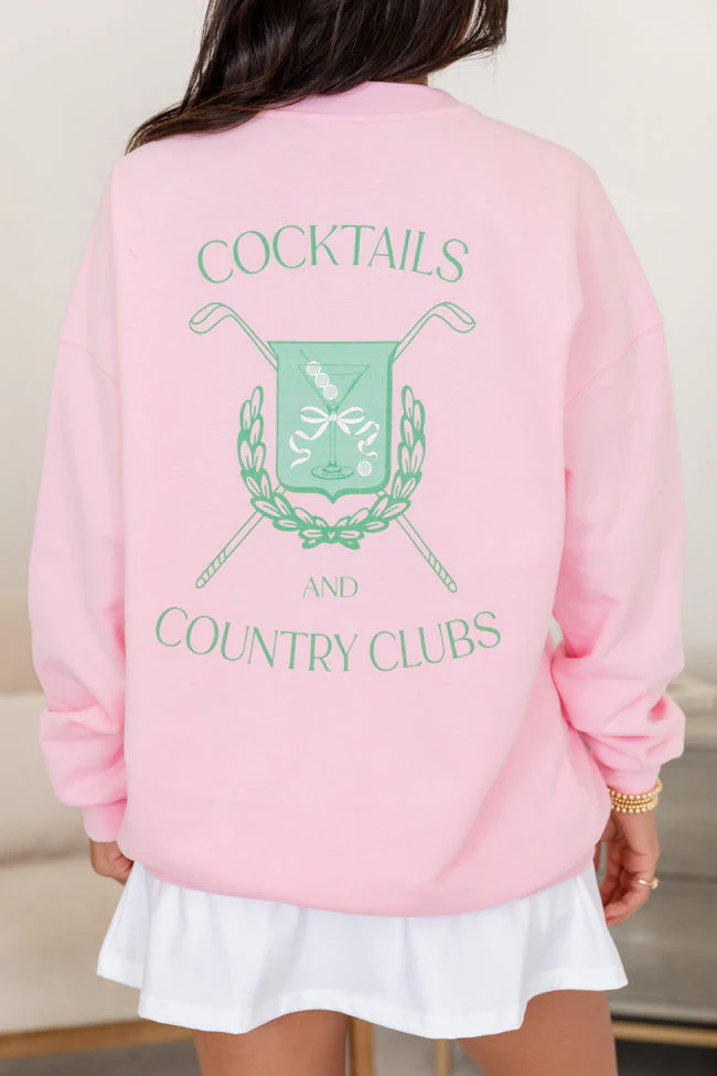 Cocktails And Country Clubs Light Pink Graphic Sweatshirt - Terpint