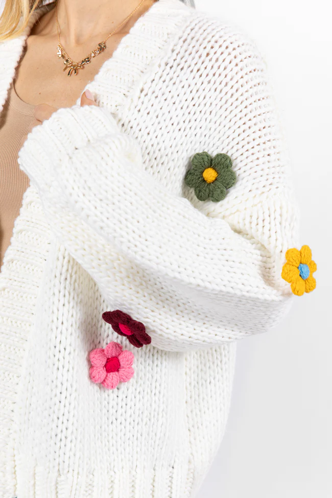 The Way I Feel Ivory Multi Flower Embroidered Cardigan FINAL SALE - Terpint