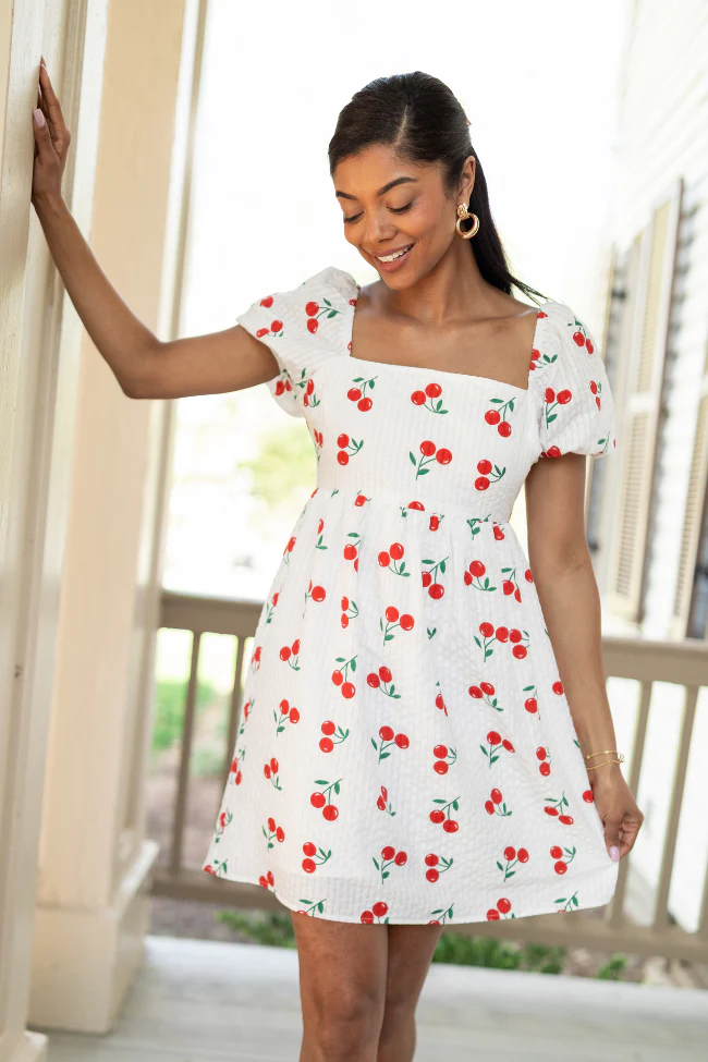 One Day At A Time Cherry Print Mini Dress FINAL SALE - Terpint