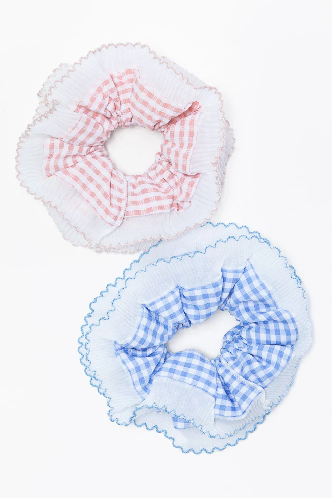 Pink and Blue Gingham Scrunchie Set FINAL SALE - Terpint