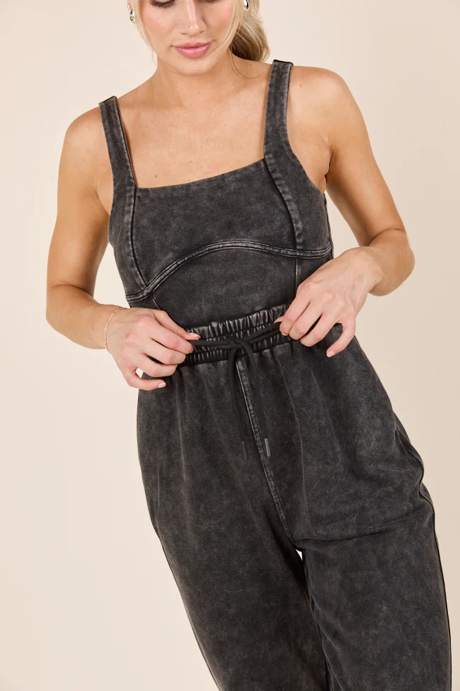 Tayler Acid Wash Black Jumpsuit - Terpint