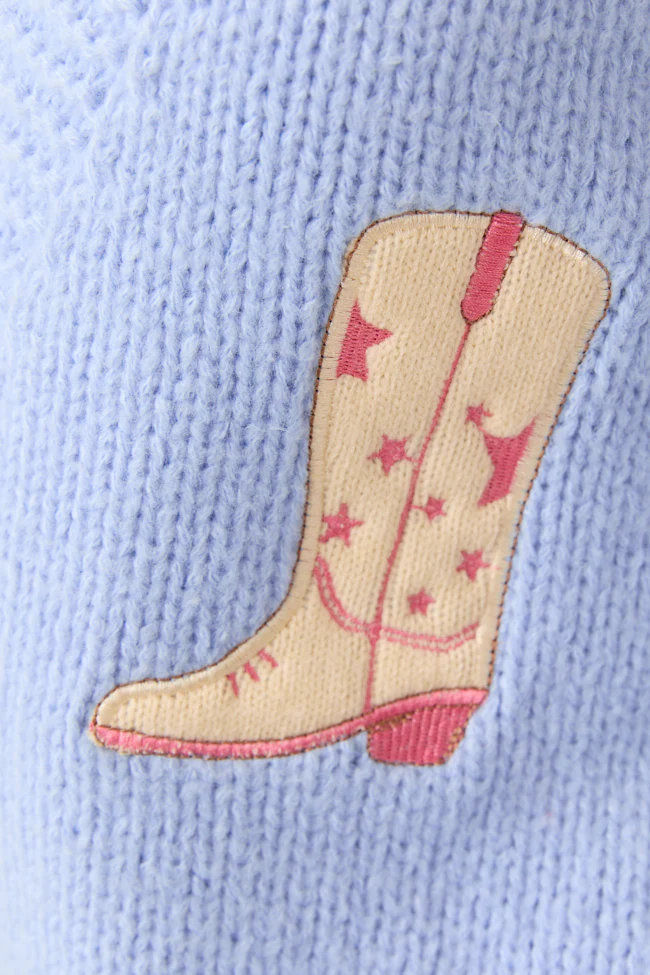 Goldie Long Sleeve Blue Boots Cardigan - Terpint