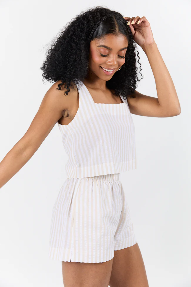 Can't Convince Me Ivory and Taupe Striped Woven Set FINAL SALE - Terpint
