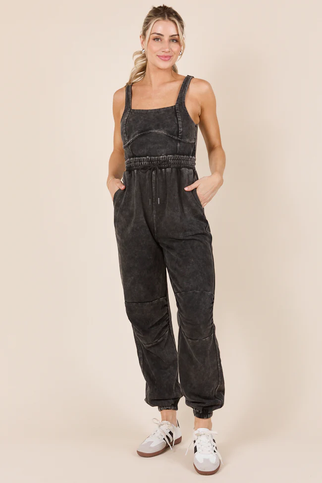 Tayler Acid Wash Black Jumpsuit - Terpint