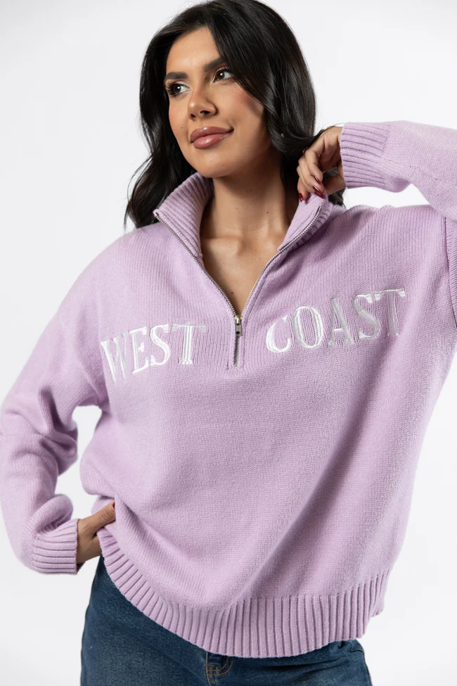Roll With It Purple West Coast Quarter Zip Sweater FINAL SALE - Terpint