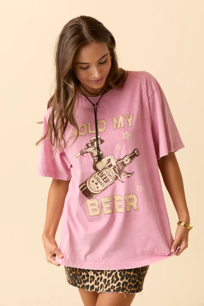 Zutter Hold My Beer Pink Graphic Tee - Terpint