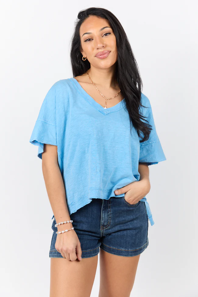 Rooted Essential Blue V-Neck Tee - Terpint