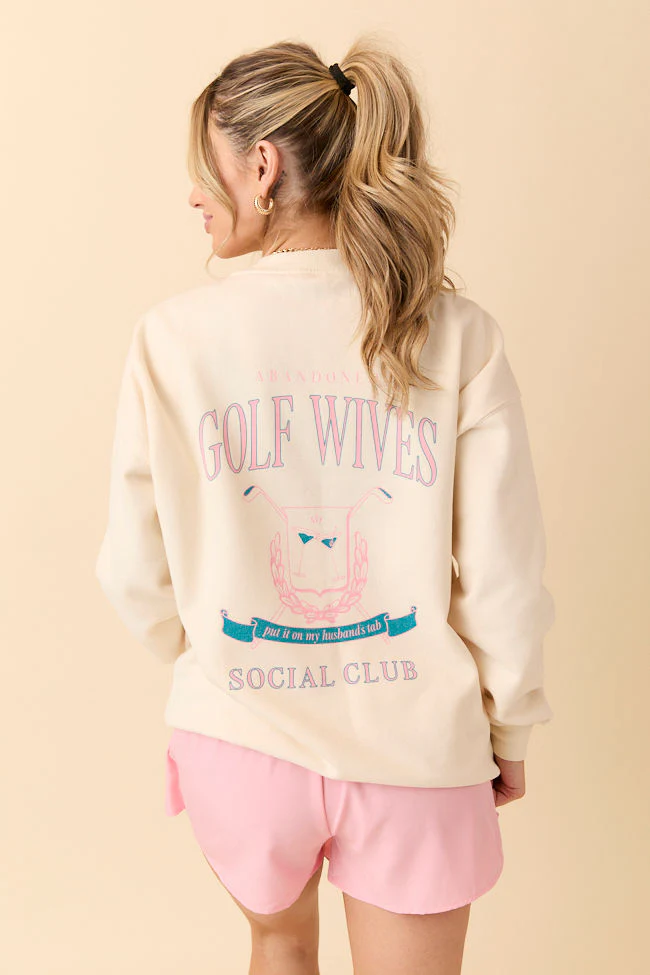 Abandoned Golf Wives Social Club Cream Graphic Sweatshirt - Terpint