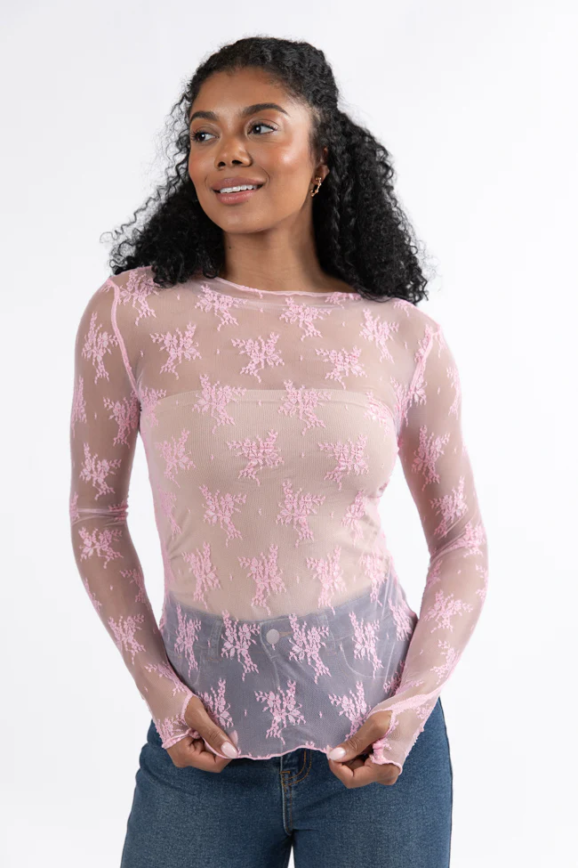 Speak Your Truth Pink Long Sleeve Layering Blouse - Terpint